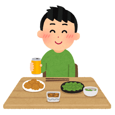 一人で宅飲みのイラスト